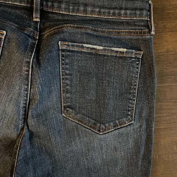 LOFT Distressed Skinny Jeans Raw Hem Denim Stretch Classic Blue Size 14 - Picture 7 of 9